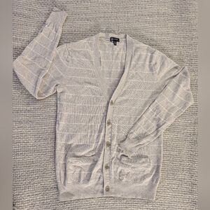 J. Crew Gray & White Striped Cashmere Blend Boyfriend Cardigan Size S